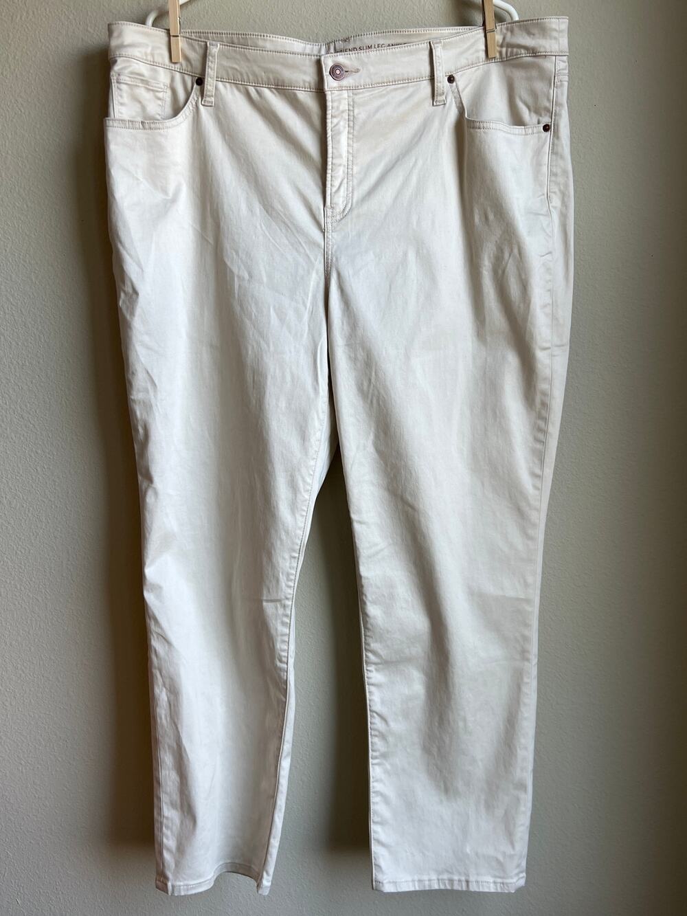 Chico's So Slimming Girlfriend Slim Leg Ankle Pants Beige Khaki Size 4R 20R